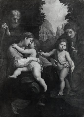 Anonimo — Roncalli Cristoforo - sec. XVI/ XVII - Sacra Famiglia con san Giovannino e sant'Elisabetta — insieme